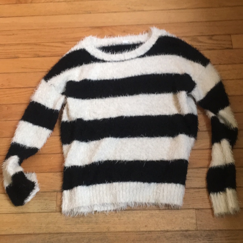 Black and white fuzzy sweater